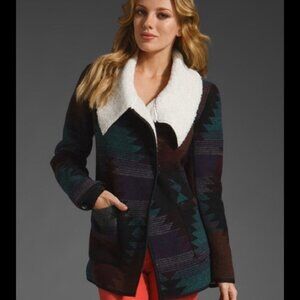 Quiksilver QSW Beach Blanket Coat Sherpa Lined Southwestern Print Size Small